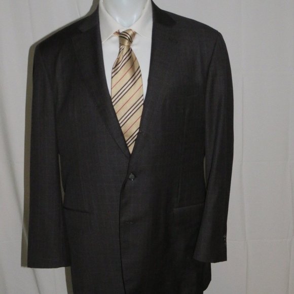 Elevee Custom Made Dark Green-Gray Plaid Three Roll Two Suit 44L - Picture 4 of 12